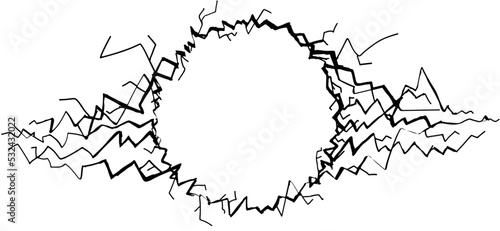 lightning border and frame full lightinig circle with bolts from both site in vector