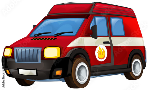 cartoon fireman car truck isolated illustration for children