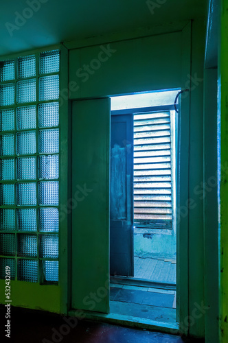 A staircase with a window in an old soviet building in Kiev  Ukraine