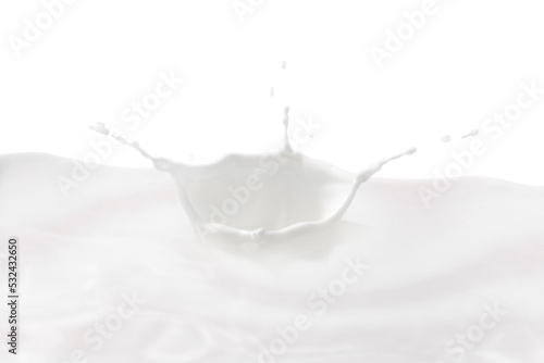 Milk crown splash, splashing in milk pool with white background