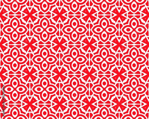 Abstract Red seamless repeat pattern flat style Ornament geometric squares design with motif BG