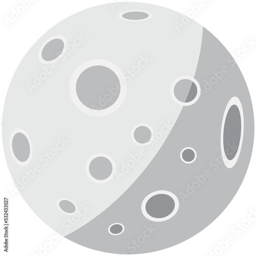 Flat moon icon. Full moon with craters simple illustration.
