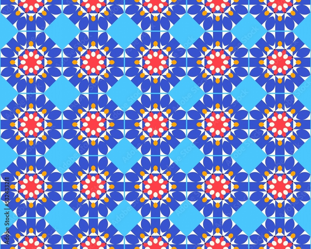 Geometric seamless abstract fabric Design with multicolor Pattern native tribal symmetrical Perfect Geometric seamless abstract fabric Design with multicolor Pattern native tribal symmetrical Perfect