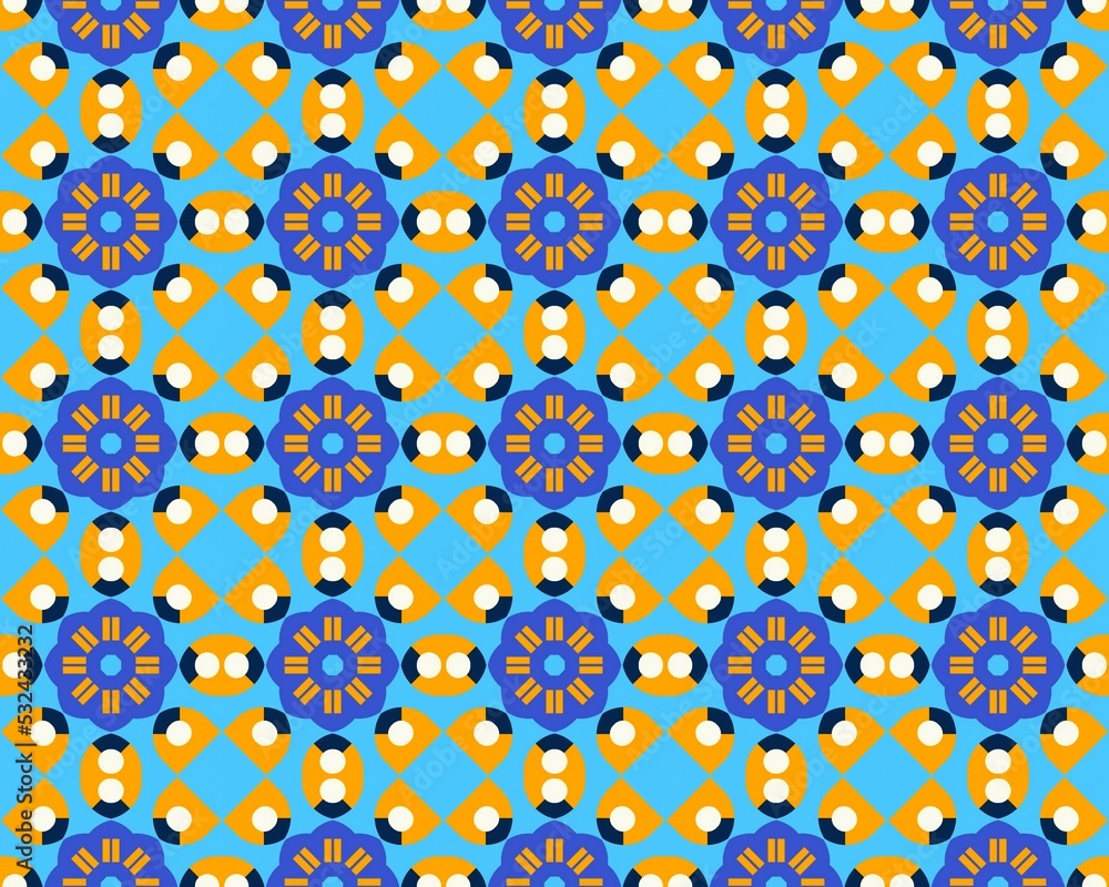 Geometric seamless abstract fabric Design with multicolor Pattern native tribal symmetrical Perfect Geometric seamless abstract fabric Design with multicolor Pattern native tribal symmetrical Perfect