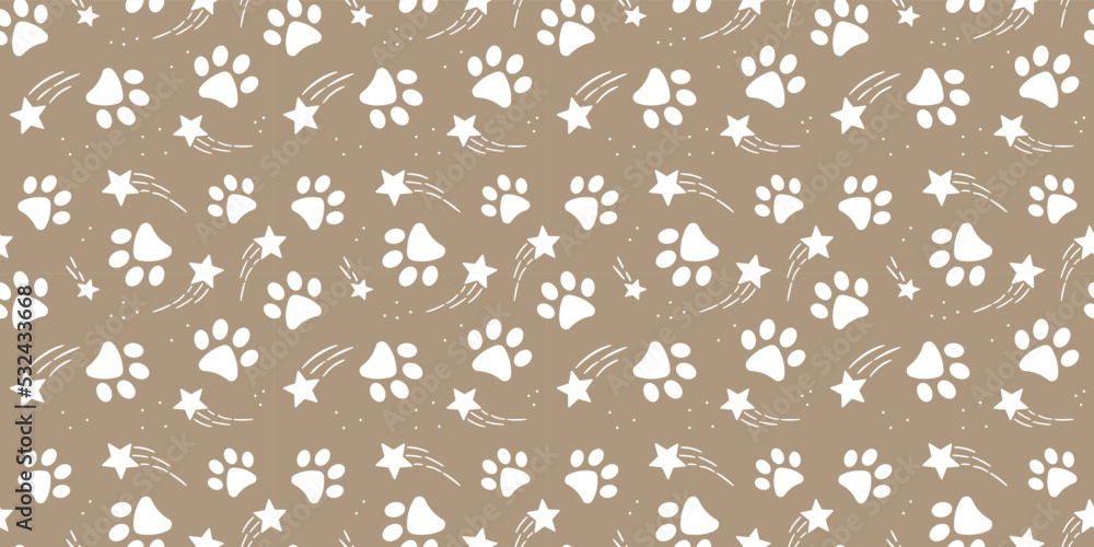 Brown paw wallpaper, seamless repeat pattern Brown paw wallpaper, seamless repeat pattern