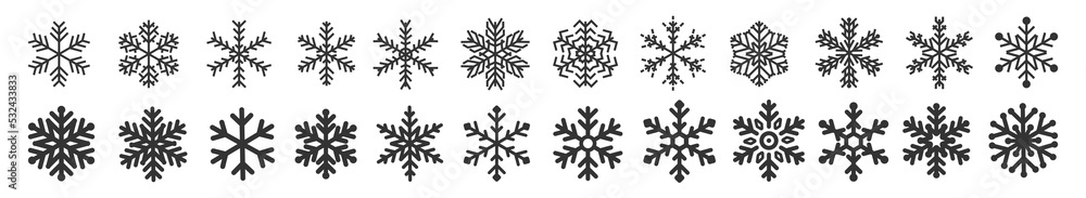 Mega set of Snowflakes vector icon. Icon logo snow vector icon - obrazy, fototapety, plakaty 