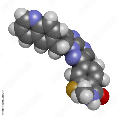 Capmatinib cancer drug molecule (c-met inhibitor), 3D rendering. photo