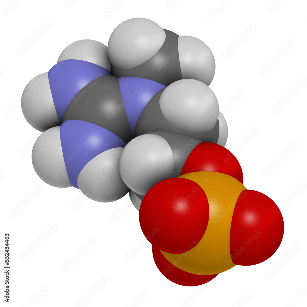 Creatinol-O-Phosphate or COP molecule, 3D rendering. Creatinol-O-Phosphate or COP molecule, 3D rendering.