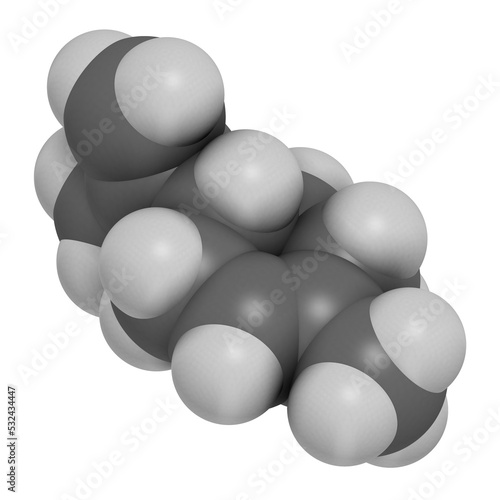 Limonene  D-limonene  citrus scent molecule  3D rendering.