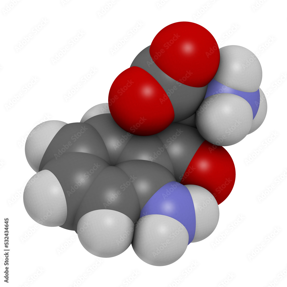 Kynurenine molecule, 3D rendering.