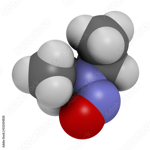  N-Nitroso-diethylamine or NDEA carcinogenic molecule, 3D rendering.