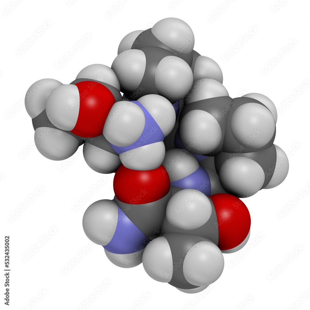Rapastinel drug molecule, 3D rendering. Rapastinel drug molecule, 3D rendering.