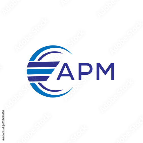 APM letter logo. APM blue image on white background. APM vector logo design for entrepreneur and business. APM best icon. 
 photo