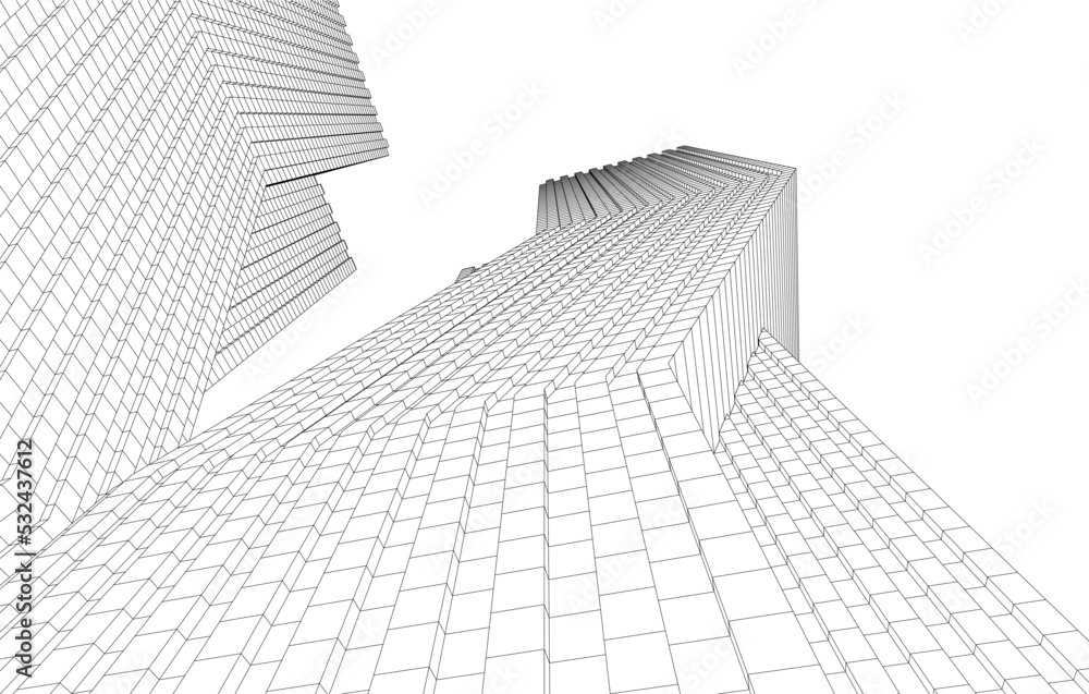 Modern architecture building vector 3d illustration Modern architecture building vector 3d illustration