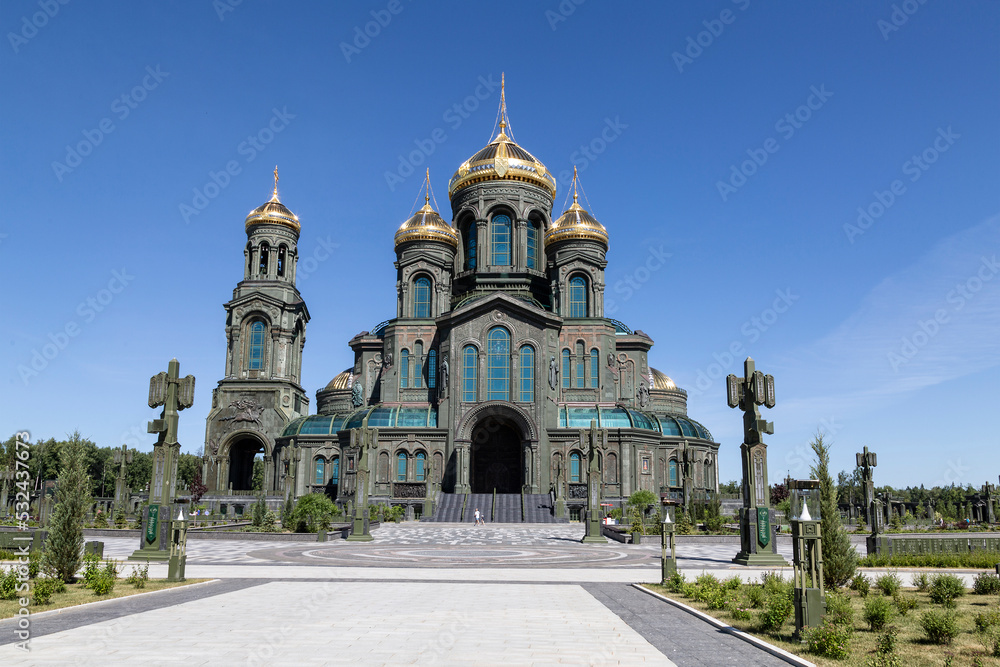 View of the Main Temple of the Armed Forces of the Russian Federation. church of the Resurrection. Located in Patriot Park. Odintsovsky district of the Moscow region. Russia