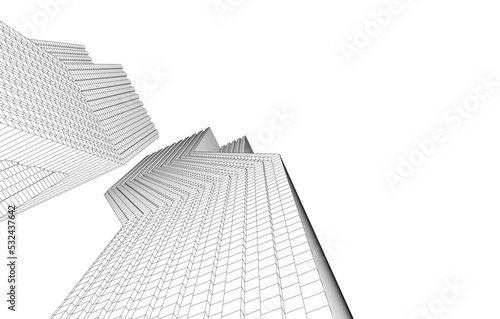 Modern architecture building vector 3d illustration