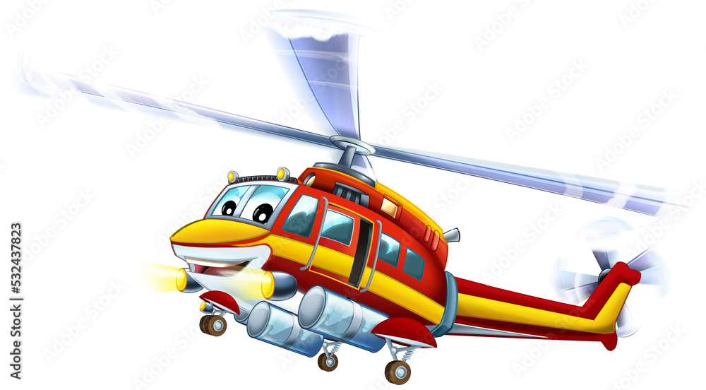 cartoon fireman helicopter isolated illustration for children cartoon fireman helicopter isolated illustration for children