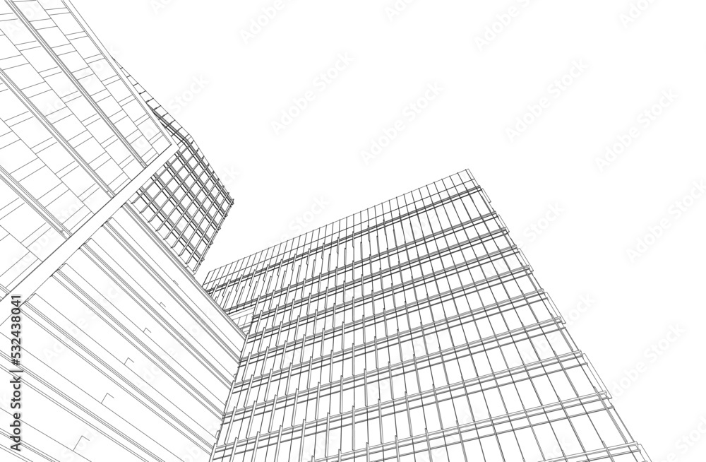 Modern architecture building vector 3d illustration Modern architecture building vector 3d illustration