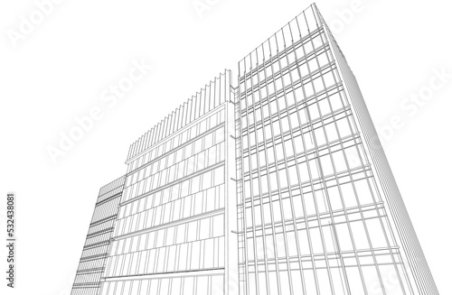 Modern architecture building vector 3d illustration