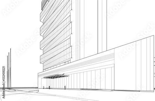 Modern architecture building vector 3d illustration