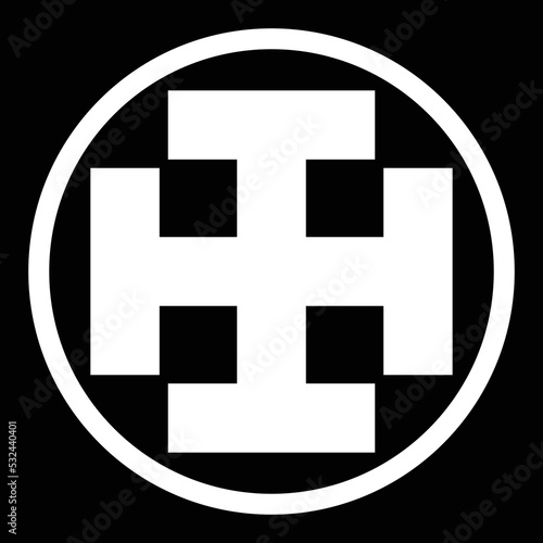 家紋です。細輪に桛木（かせぎ）久留子といいます。