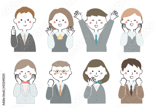 ビジネスマンとOLのアイコン　喜ぶ　楽しい