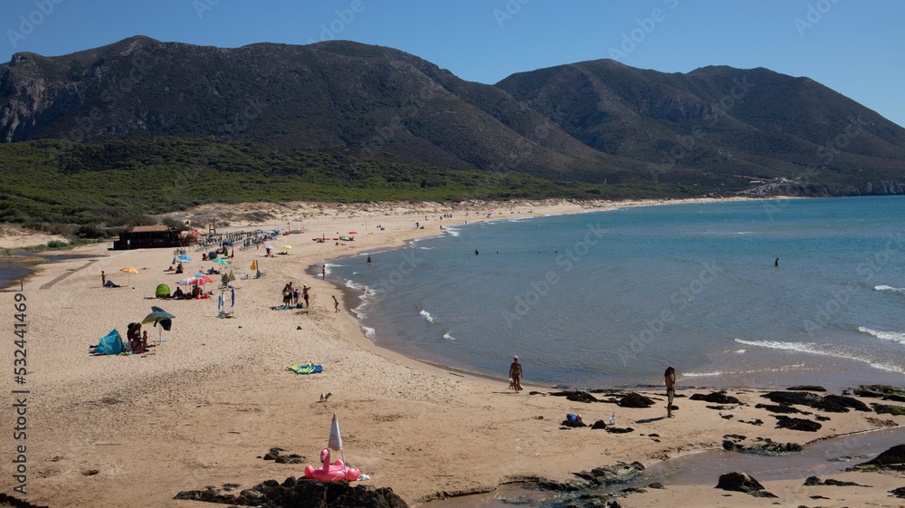 Fototapeta premium view of the beach, Portixeddu, Sardinia