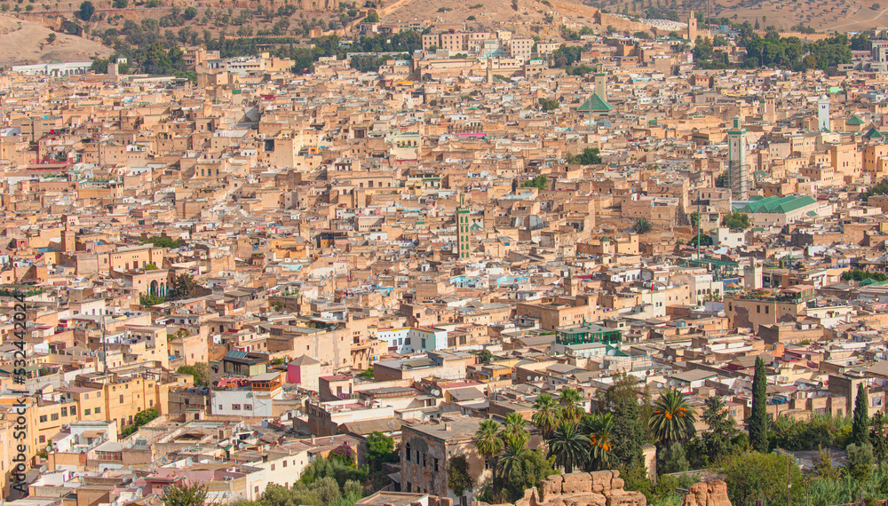 Many buildings within the Medina of Fes, Morocco