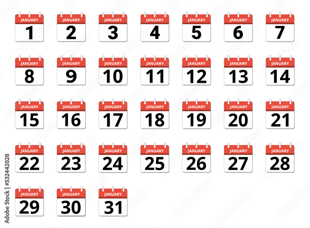 January month calendar set January month calendar set