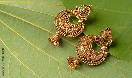 Beautiful Antique Golden pair of earrings, Luxury female jewelry, Indian traditional jewelry, Indian jewelry Bridal earrings wedding jewelry heavy party earrings