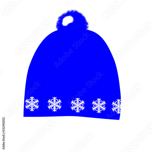 blue winter warm hat isolated on white background