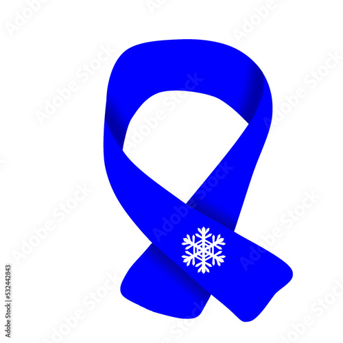blue winter warm scarf isolated on white background