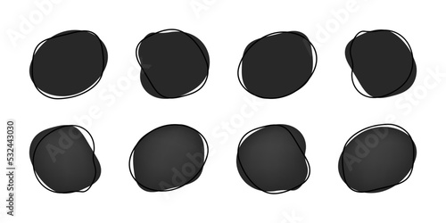 Blob liquid shape vector frame for text. Blot fluid curve amoeba set.
