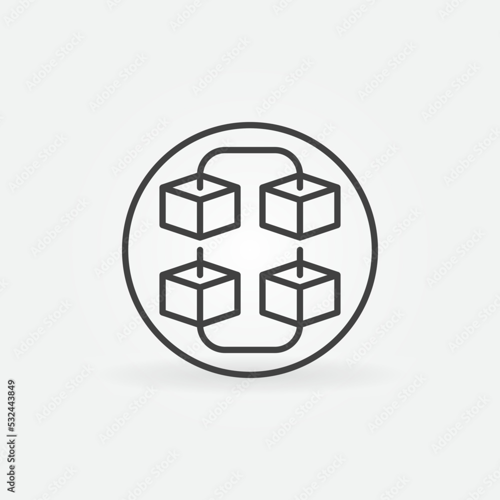 Circle with Block Chain vector concept round icon or sign Circle with Block Chain vector concept round icon or sign