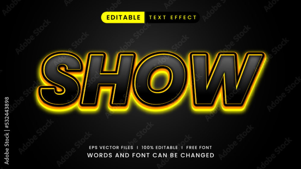 Show neon light editable text efect Show neon light editable text efect