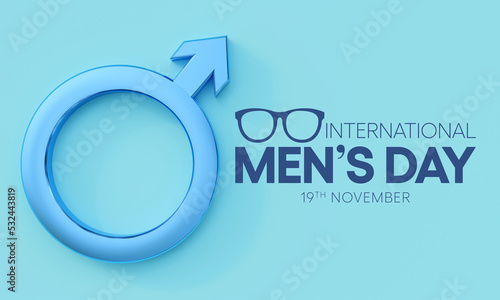 International Men's day (IMD) is observed every year on November 19, to recognize and celebrate the cultural, political, and socioeconomic achievements of men. 3D Rendering photo