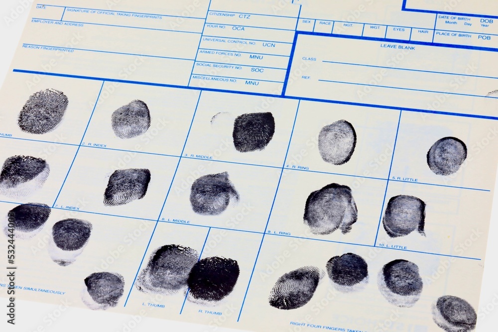Fingermark Analysis Form Fingerprint analysis for law enforcement investigations Stock Photo ...