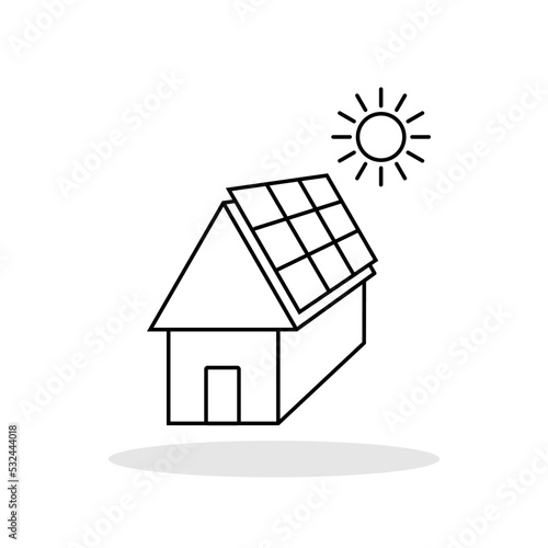 House solar energy icon in trendy flat style. Roof with solar panel symbol for your web site design, logo, app, UI Vector EPS 10.