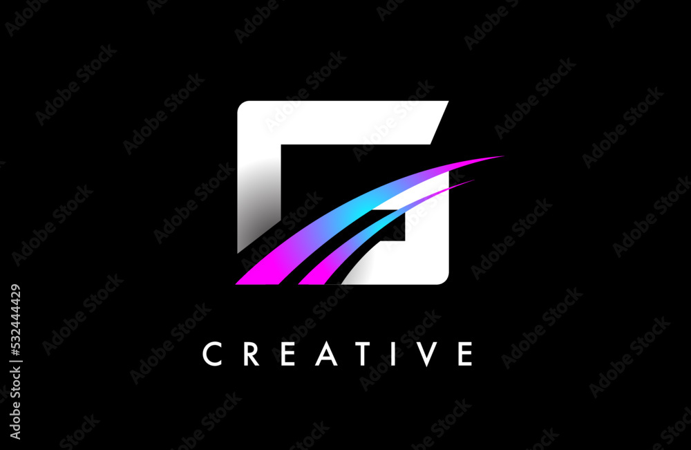 Letter G Logo Design Vector with Curved Purple Blue Swoosh Lines and Creative Look Letter G Logo Design Vector with Curved Purple Blue Swoosh Lines and Creative Look