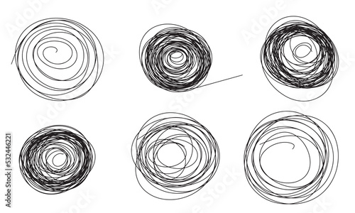 Abstract elements circle or round hand draw line art outline vector illustration.