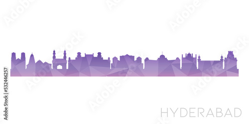 Hyderabad  Telangana  India Low Poly Skyline Clip Art City Design. Geometric Polygon Graphic Horizon Icon. Vector Illustration Symbol.