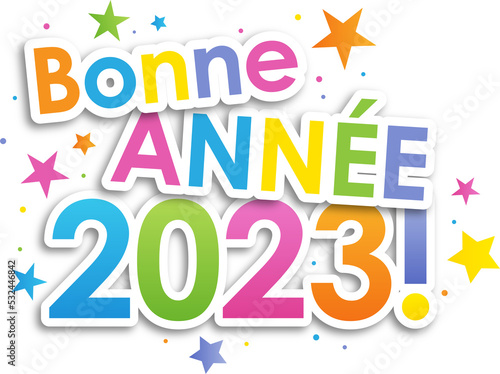 Bannière typographique vecteur BONNE ANNEE 2023! avec étoiles