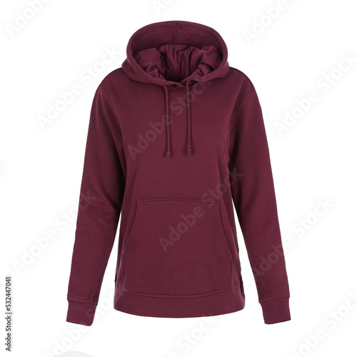 Women's burgundy color hooded sweatshirt