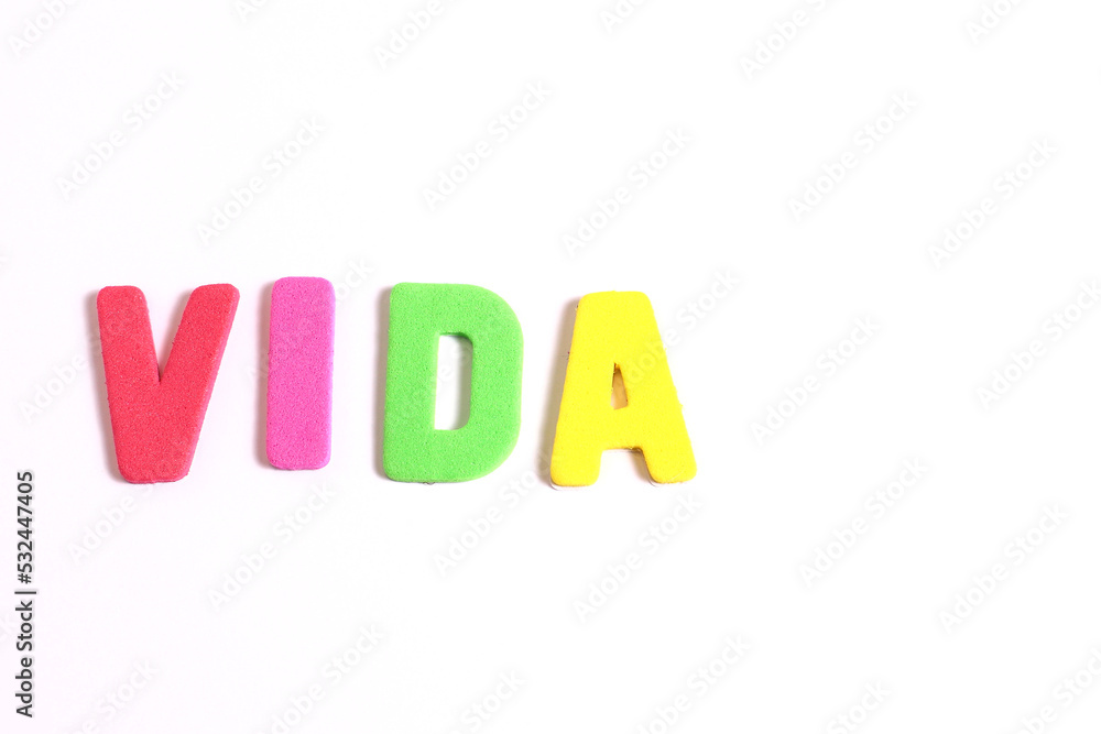 Vida word lettering, life is Spanish Vida word lettering, life is Spanish