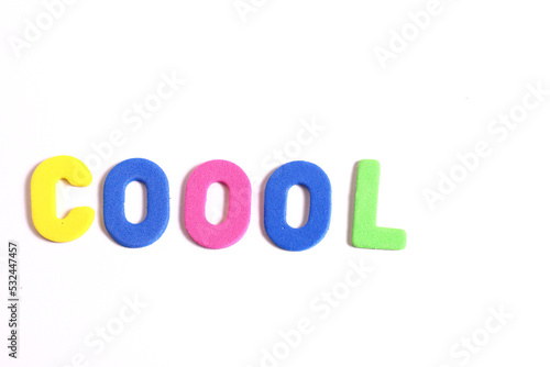 Cool word lettering, colored letters on white