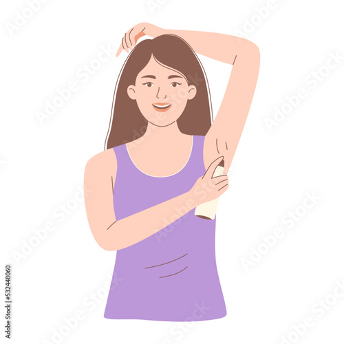Woman using deodorant