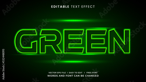 Green neon light editable text effect