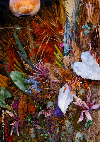 wall decoration with various dried flowers