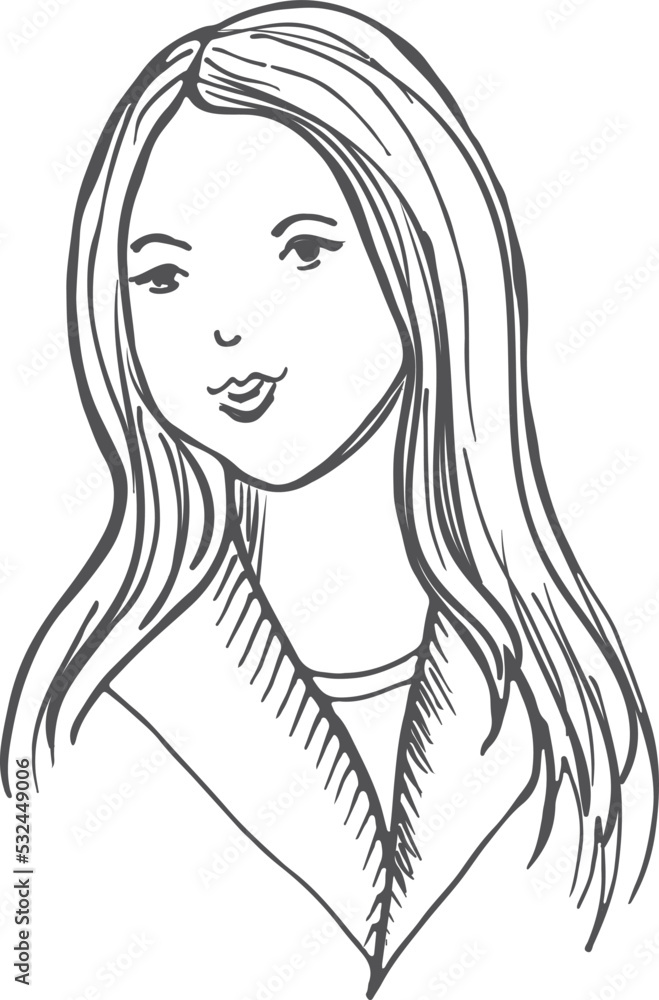 Pretty young woman hand drawn web avatar