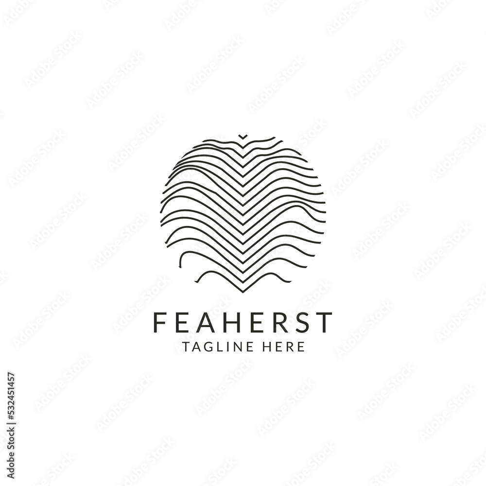 Abstract line leaf logo design template flat vector illustration with